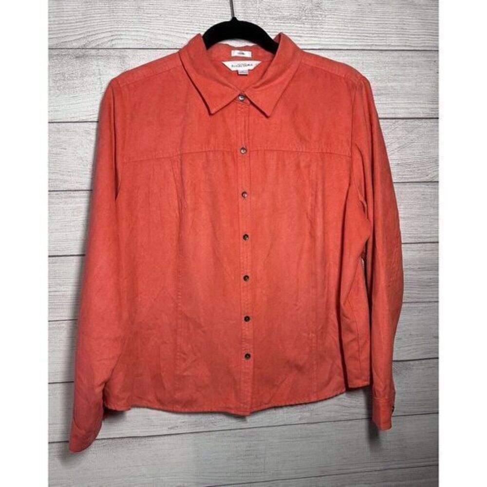 Northern Reflections Tailored Button Down XL Petite Coral Long Sleeve Woman's